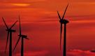 Windräder, aufgenommen in der Abenddämmerung in der Nähe der Gemeinde Titz. 2,1 Millionen Haushalte in Deutschland hatten im vergangenen Jahr Ökostrom bezogen. Dies bedeutete einen Zuwachs von mehr als 90 Prozent gegenüber dem Jahr 2007, wie die Fachzeitschrift Energie  Management mitteilte. 
 Foto: ddp