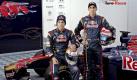 Der Rennwagen STR 6 von der Scuderia Toro Rosso mit den Fahrern Jaime Alguersuari (l) und Sébastien Buemi. Foto: dpa