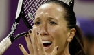 Die serbische Tennisspielerin Jelena Jankovic ahnt es schon - sie wird das Match gegen Venus Williams beim WTA-Turnier in Doha (Katar) verlieren. Foto: ap
