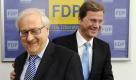 Rainer Brüderle und FDP-Chef Guido Westerwelle in der Parteizentrale in Berlin. Foto: dpa