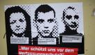 Plakat für einen Vortrag zum Rechtsextremismus: Der Bundestags-U-Ausschuss zur Aufarbeitung der Neonazi-Mordserie nimmt seine Arbeit auf. Foto: Uwe Zucchi/Archiv Foto: dpa