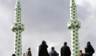 Die Minarette der Centrum-Moschee in Hamburg erstrahlen im neuen Glanz. Foto: dpa