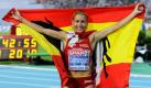 Die Spanierin Marta Dominguez nach ihrem Sieg im Staffellauf bei den diesjährigen europäischen Meisterschaften in Barcelona. In der diesjährigen Saison wird die Leichtathletin fehlen müssen, da sie ein Kind erwartet. Die 35-Jährige sagte, sie wäre im dritten Monat schwanger und wird deshalb erst 2012 zu den olympischen Spielen in London wieder in der Sportarena stehen. Foto: dapd