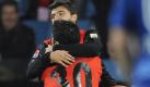 Ümit Korkmaz und der Torschütze zum 1:2, Caio (hinten) jubeln über den Siegtreffer für Eintracht Frankfurt. Foto: ddp