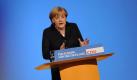 Die CDU-Vorsitzende und Bundeskanzlerin Angela Merkel spricht am Montag in Leipzig auf dem CDU-Parteitag. Foto: Arno Burgi Foto: dpa