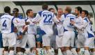 Die Hansa-Spieler jubeln gegen Duisburg über drei Treffer. Foto: dpa