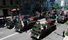 Militärfahrzeuge fahren während einer Parade anlässlich des Unabhängigkeitstages eine Straße in Tiflis entlang. Am heutigen 26. Mai feiert der kaukasische Staat 20 Jahre Unabhängigkeit von der Sowjetunion. Foto: dapd