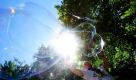 Spaß im Freien: Die Sonne animiert diesen Mann im Berliner Tiergarten zu einem Spiel mit riesigen Seifenblasen. Die warme Zeit im Grünen gilt es zu genießen. Denn in den kommenden Tagen wird das Wetter durchwachsen, wie der Deutsche Wetterdienst in Offenbach mitteilte. Foto: dapd