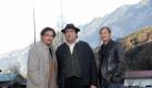 Die Schauspieler Martin Feifel als Hauptkommissar Hubertus Jennerwein (l-r), Andreas Giebel als Hauptkommissar Ignaz Grasegger und Georg Friedrich als Kommisar Karl Swoboda in Oberau bei Garmisch Partenkirchen. Foto: dpa