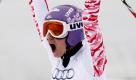Michaela Kirchgasser aus Österreich jubelt nach ihrem Lauf im Teamwettbewerb bei den Alpinen Ski-Weltmeisterschaften in Garmisch-Partenkirchen. Foto: dapd