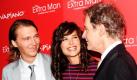 Bei der Premiere ihres neue Films The Extra Man in New York hat Katie Holmes viel Spaß mit ihren Schauspielkollegen Paul Dano (links) und Kevin Kline. Foto: ap