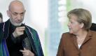 Ziel ist ein nachhaltiges Afghanistan: Präsident Karzai und Kanzlerin Merkel. Foto: dpa