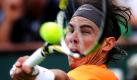 Der Spanier Rafael Nadal legt sich beim Tennismatch gegen den US-Amerikaner Ryan Sweeting bei den BNP-Paribas-Tennismeisterschaften in Indian Wells, Kalifornien, ins Zeug. Zur Belohnung für seinen Kampfgeist, der ihm einen Endstand von 6 zu 3 und 6 zu 1 einbrachte, zog Nadal ins Achtelfinale des Turniers ein. Foto: dapd