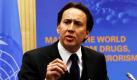 Der Schauspieler und Unterstützer des Büros für Drogen und Verbrechen der Vereinten Nationen (UNODC), Nicolas Cage, spricht auf der Konferenz der Organisation in Wien. Dabei war ihm besonderd wichtig zu betonen, dass der Menschenhandel eingedämmt werden muss. Foto: dapd