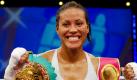 Cecilia Braekhus of Norway poses after her victory against challenger Mikaela Lauren of Sweden after their WBC WBA WBO Female welterweight boxing world championship fight in Rostock, northern Germany, Saturday, Oct. 30, 2010. Braekhus won by technical knockout in round seven. (ddp images/AP Photo/Gero Breloer) Foto: dapd