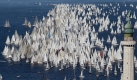 Über 1800 Segelboote starten zur jährlichen Barcolana, der traditionellen Regatta im Golf von Triest in Nordostitalien. Foto: ap