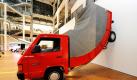 Das Werk Truck aus dem Jahr 2006/ 2011 von Erwin Wurm, aufgenommen in Karlsruhe vor dem Zentrum für Kunst und Medientechnologie (ZKM). Wie witzig und fantasievoll Künstler mit dem Thema Auto spielen, zeigt ab Samstag (18.06.11) die Ausstellung Car Culture. Medien der Mobilität des ZKM Karlsruhe. Foto: dapd