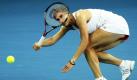 Die Deutsche Andrea Petkovic setzt zu einem Schlag beim Tennisturnier im australischen Brisbane an. Sie verlor das Match gegen ihre belgische Gegenspielerin Kim Clijsters.
 Foto: ap