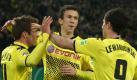 Die Dortmunder um Mario Götze, Ivan Perisic und Robert Lewandowski (l-r) sind gut in Form. Foto: Kevin Kurek Foto: dpa