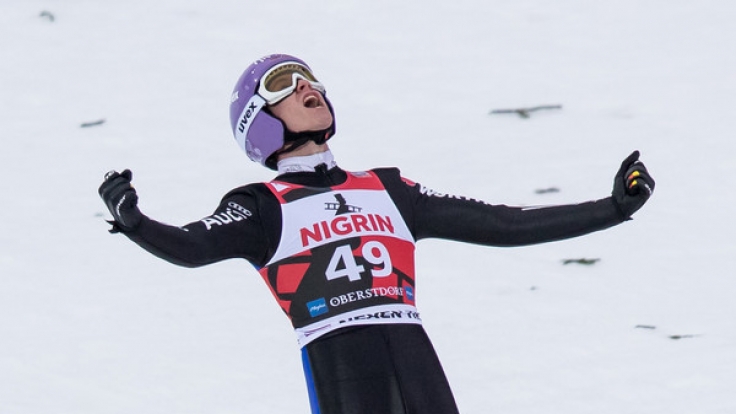 Skispringer Andreas Wellinger im Finale beim Skifliegen am 5. Februar in Oberstdorf.