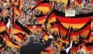 Bundeskanzler Helmut Kohl winkt whrend einer Wahlkampfveranstaltung vor einem Meer von Deutschlandfahnen in die Menge. Zwei Monate nach der Wiedervereinigung geht die christlich-liberale Koalition am 2. Dezember 1990 als klarer Sieger aus der ersten gesamtdeutschen Bundestagswahl hervor.
 Foto: dpa