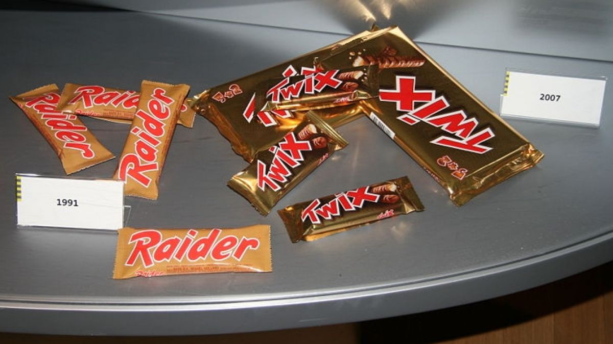 Und dann kam die Wende:1991 wurde Raider in Twix umbenannt, so dass es fortan überall auf der Welt den gleichen Namen trug. (Foto)