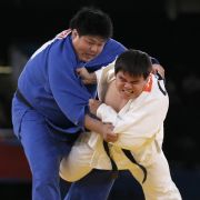 Japan's Kento Masaki, left, tackles with China's Wang Song in the final of the men's +100kg judo final at the 2012 Paralympics, Saturday, Sept. 1, 2012, in London. Japan's Kento Masaki won the gold medal. Japan's Kento Masaki, left, tackles with China's Wang Song in the final of the men's +100kg judo final at the 2012 Paralympics, Saturday, Sept. 1, 2012, in London. Japan's Kento Masaki won the gold medal.