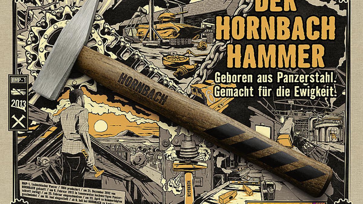 Das ist die Hornbach-Werbung für einen Hammer aus Panzerstahl. (Foto)