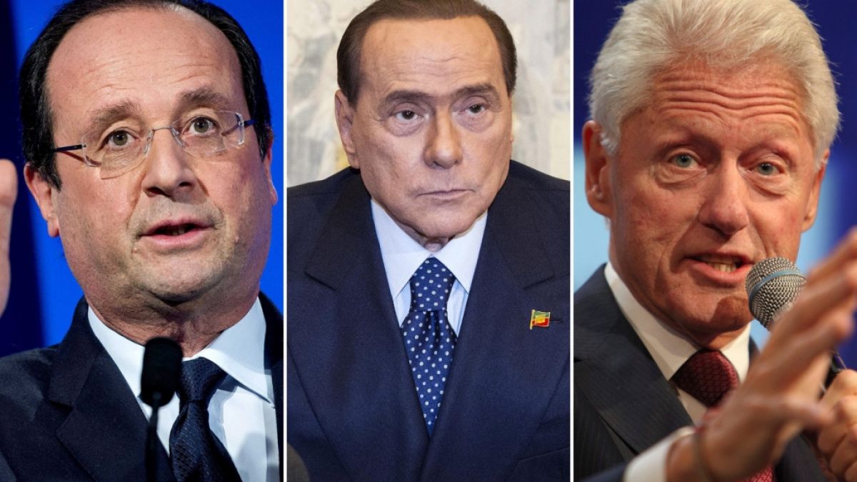 Francois Hollande, Silvio Berlusconi oder Bill Clinton: Sie alle haben mit ihrem Liebesleben Schlagzeilen gemacht. (Foto)