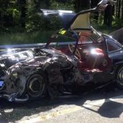 Konstantin Sixt überlebte den Crash, sein Mercedes Benz 300 SL W 198 nicht.