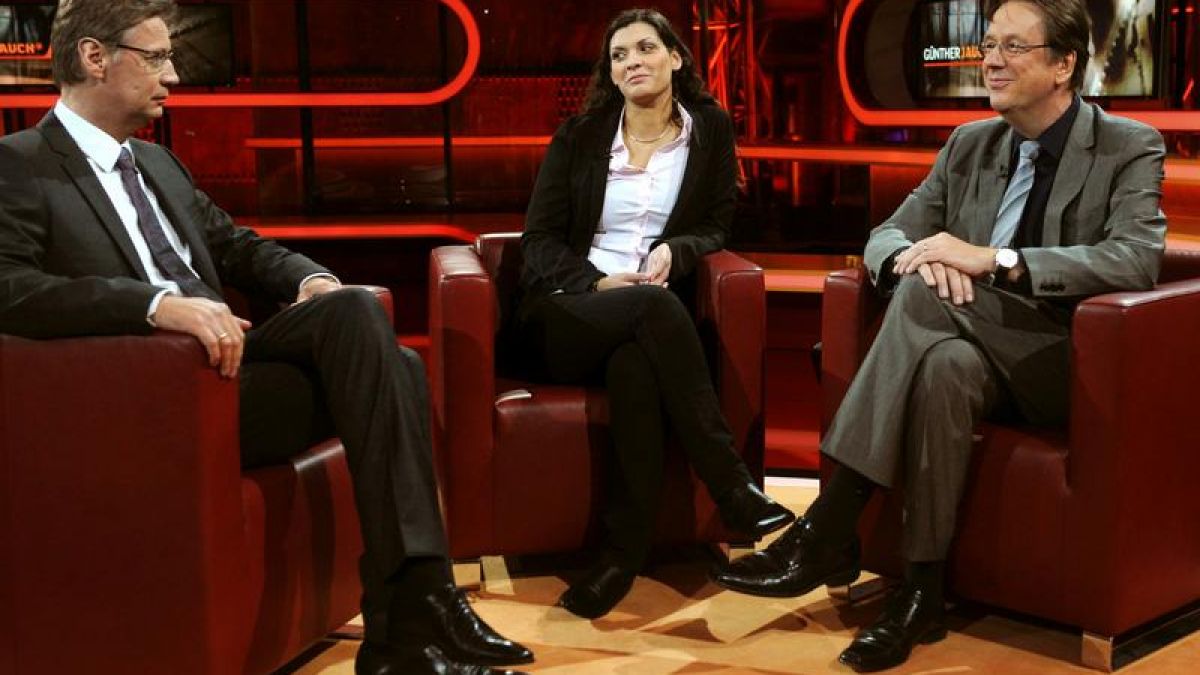 Jörg Kachelmann (rechts) und seine Ehefrau Miriam in der Talkshow von Günther Jauch. (Foto)