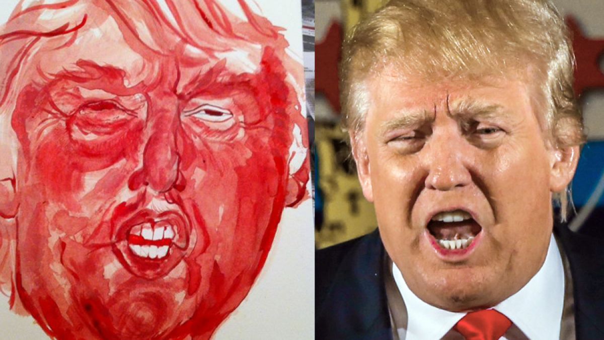 Ähnlichkeit zwischen Portrait und Original kann man tatsächlich erkennen. Was Donald Trump wohl zu seinem Portrait sagen würde? (Foto)