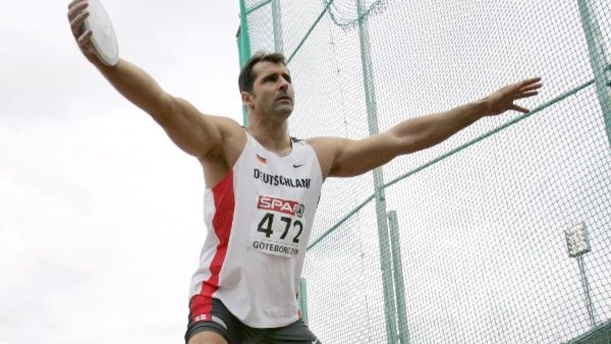 Lars Riedel bei der Leichtathletik-EM im Jahr 2006. (Foto)