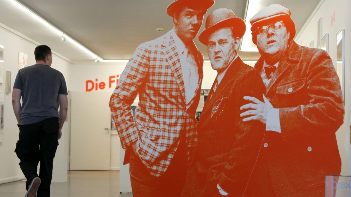 Figuren von Benny, Egon und Kljeld (l-r) in der Ausstellung "Mächtig gewaltig! Die Olsenbande im Museum" in der Kunsthalle Rostock (Mecklenburg-Vorpommern) vom 16. - 22. November 2015. (Foto)