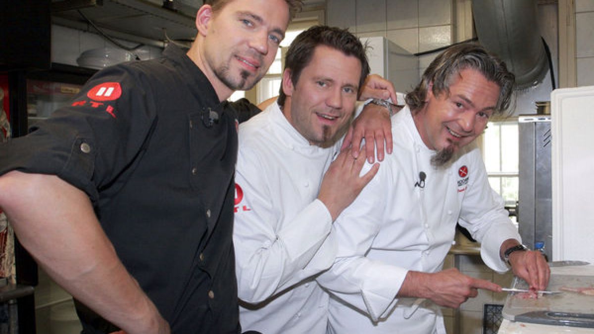 Andreas Schweiger (l) mit den Kollegen der RLT2-Show "Die Kochprofis". (Foto)