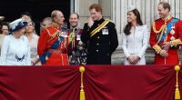 Die britische Königsfamilie am 14. Juni 2014. Von links nach rechts: Queen Elizabeth II, Prinz Philip, Prinz Harry, Herzogin Kate und Prinz William.