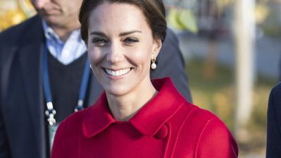 Lady in red: Duchess Catherine scored points on her fall 2016 trip to Canada with a look in a bright red coat.  With this look, the Duchess is in direct competition with the traditionally red-clad Canadians.  (Photo)