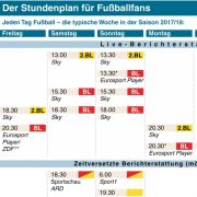 Der Zeitplan für Fußball-Fans ab 2017/2018. Der Zeitplan für Fußball-Fans ab 2017/2018.