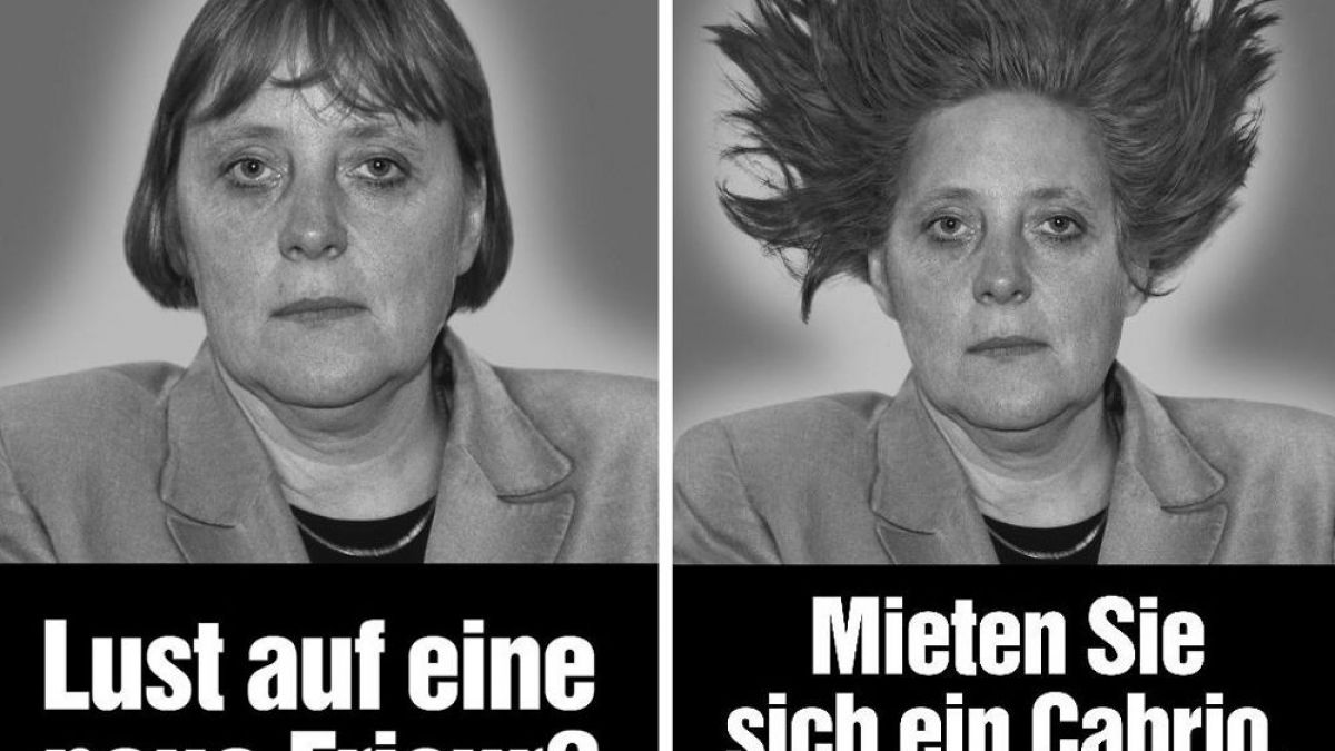 Angela Merkel reagierte auf diese Werbung sehr gelassen. Sixt solle sie doch mal auf eine Cabrio-Fahrt einladen war ihr selbstironischer Kommentar. (Foto)