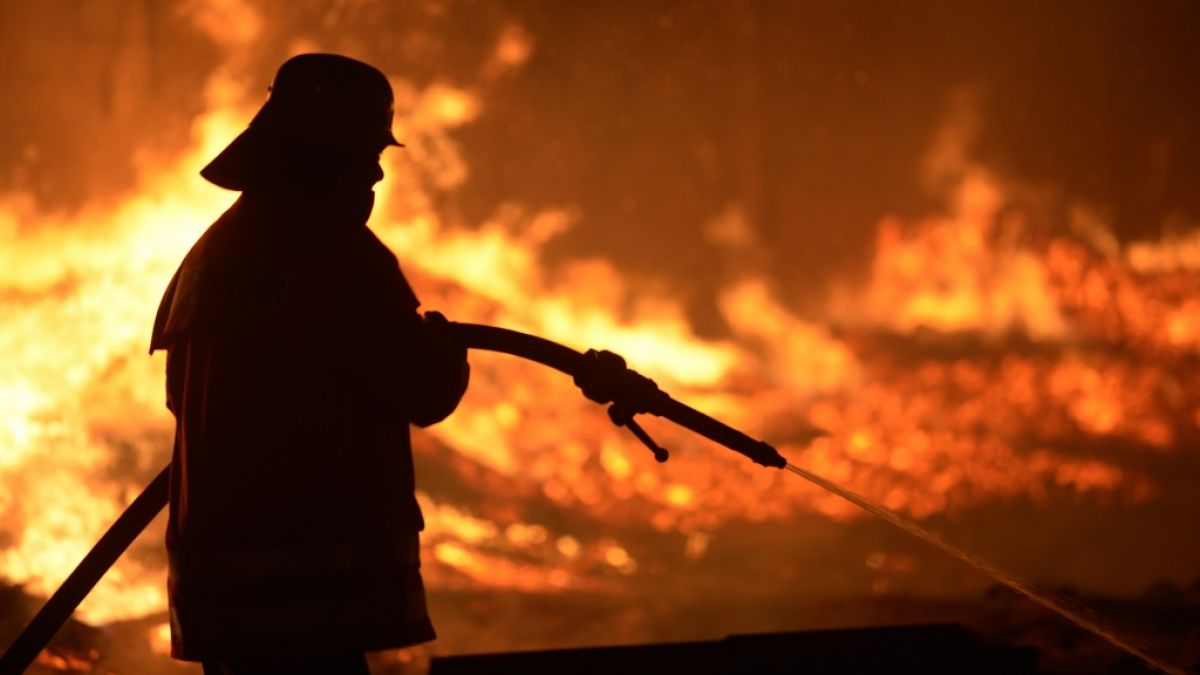 Feuerwehrmann beim Löschen eines Brands: Beim Silvesterfeuer in Scheveningen (Niederlande) entstand ein gefährlicher Feuertornado. (Symbolbild) (Foto)