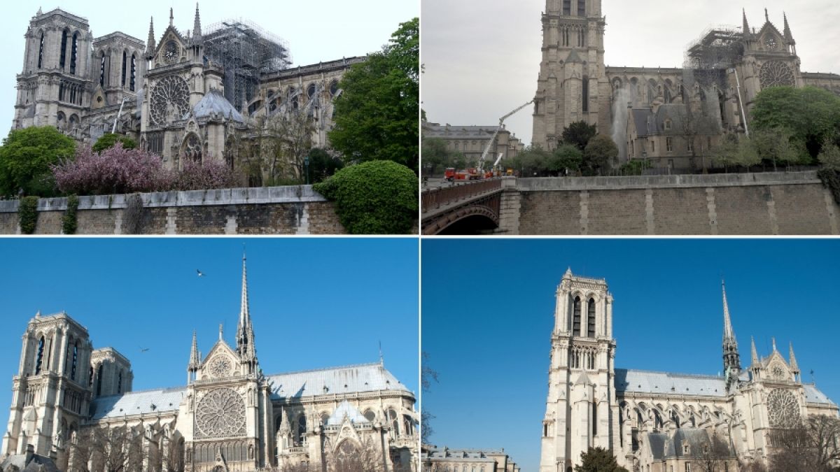 Vorher-Nachher-Fotos von Notre-Dame zeigen das Ausmaß der Feuer-Katastrophe. (Foto)