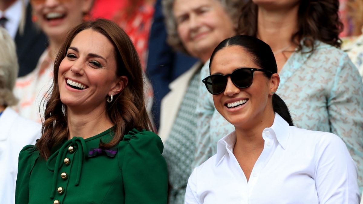Kate Middleton und Meghan Markle zusammen beim Wimbledon-Tennisturnier 2019. (Foto)