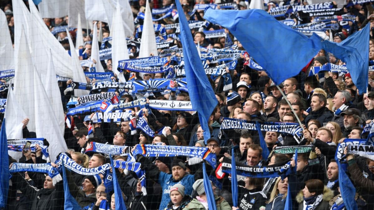 Mit den Schals in der Luft unterstützen die Fans den Hamburger SV. (Symbolbild) (Foto)