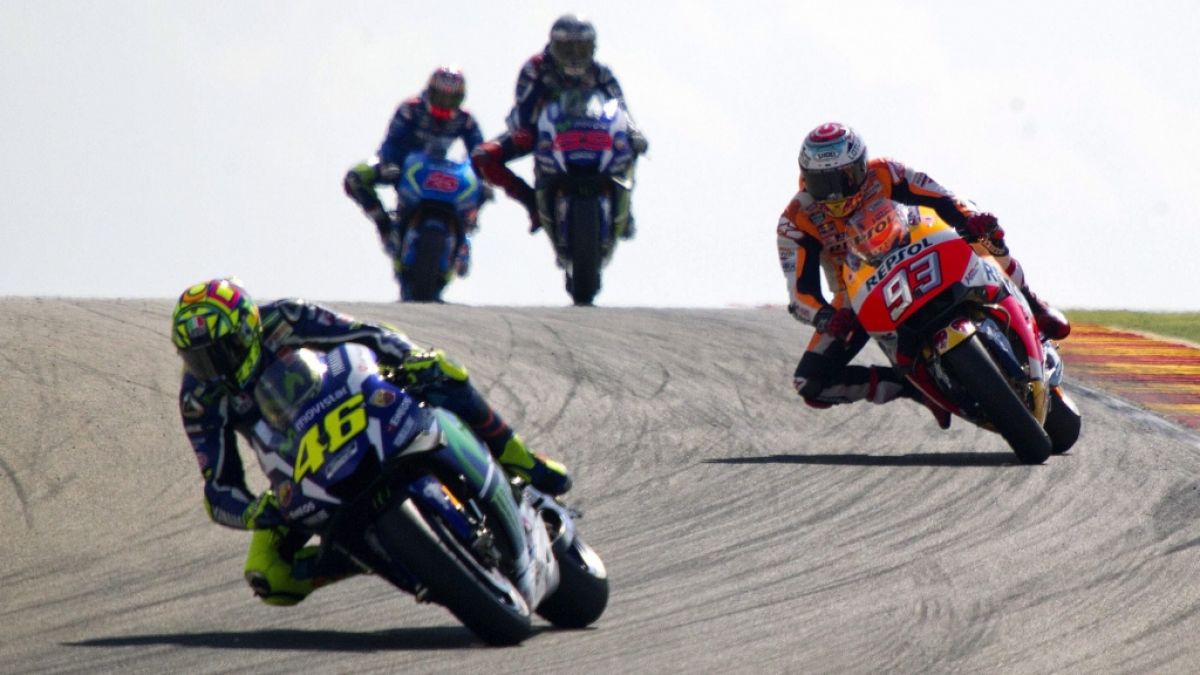 Beim MotoGP-Rennen zum Großen Preis von Aragón liefern sich die Motorrad-Piloten eine erbitterte Schlacht. (Foto)
