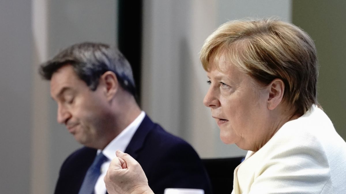 Laut Medienberichten soll es zu Corona-Zoff im Kanzleramt zwischen Bund und Ländern gekommen sein. (Im Bild: Bundeskanzlerin Angela Merkel und Bayerns Ministerpräsident Markus Söder). (Foto)