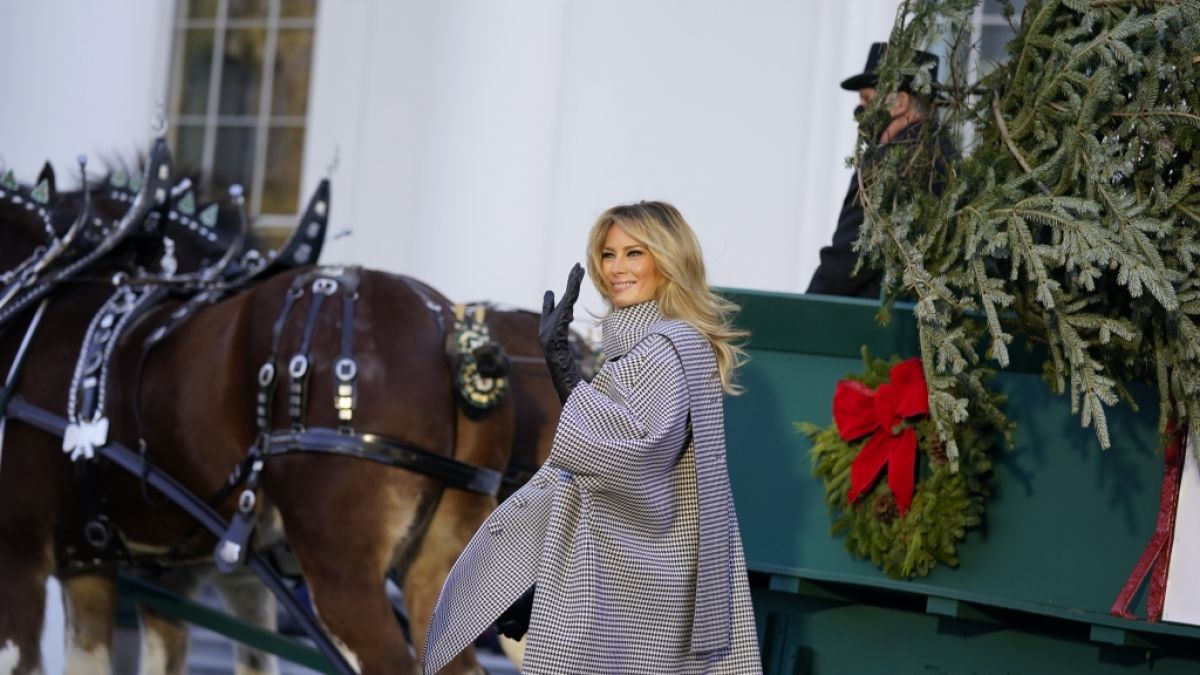 Melania Trump wirkt bei der Weihnachtsbaum-Präsentation geradezu befreit. (Foto)