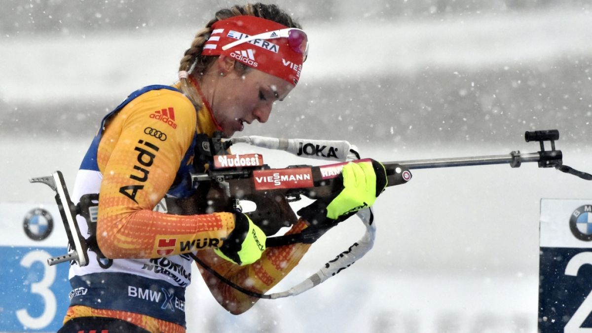 Denise Herrmann aus Deutschland in Aktion beim Biathlon-Weltcup in Kontiolahti (Finnland). (Foto)