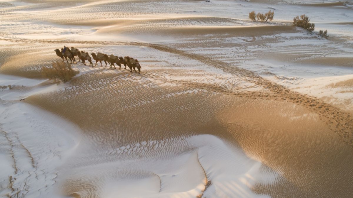 Einige Gläubige sehen in der schneebedeckten Wüstenlandschaft in der Inneren Mongolei das Ende der Welt. (Foto)