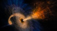 Ein gigantisches Schwarzes Loch rast durch den Weltraum.