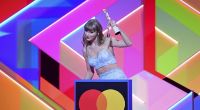 Die Sängerin Taylor Swift nimmt den Global Icon Award während der Brit Awards 2021 in der O2 Arena entgegen.